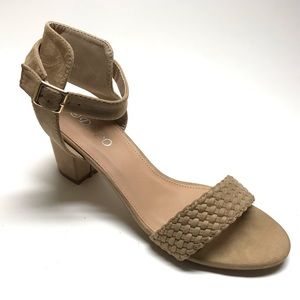 Beige Block Heel Sandal